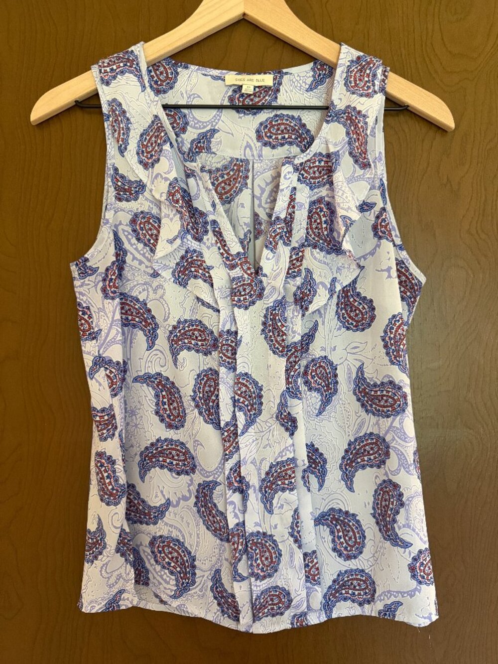 Skies Are Blue Stitch Fix Sleeveless V Neck Blouse Grandmacore Soft Indie Boho